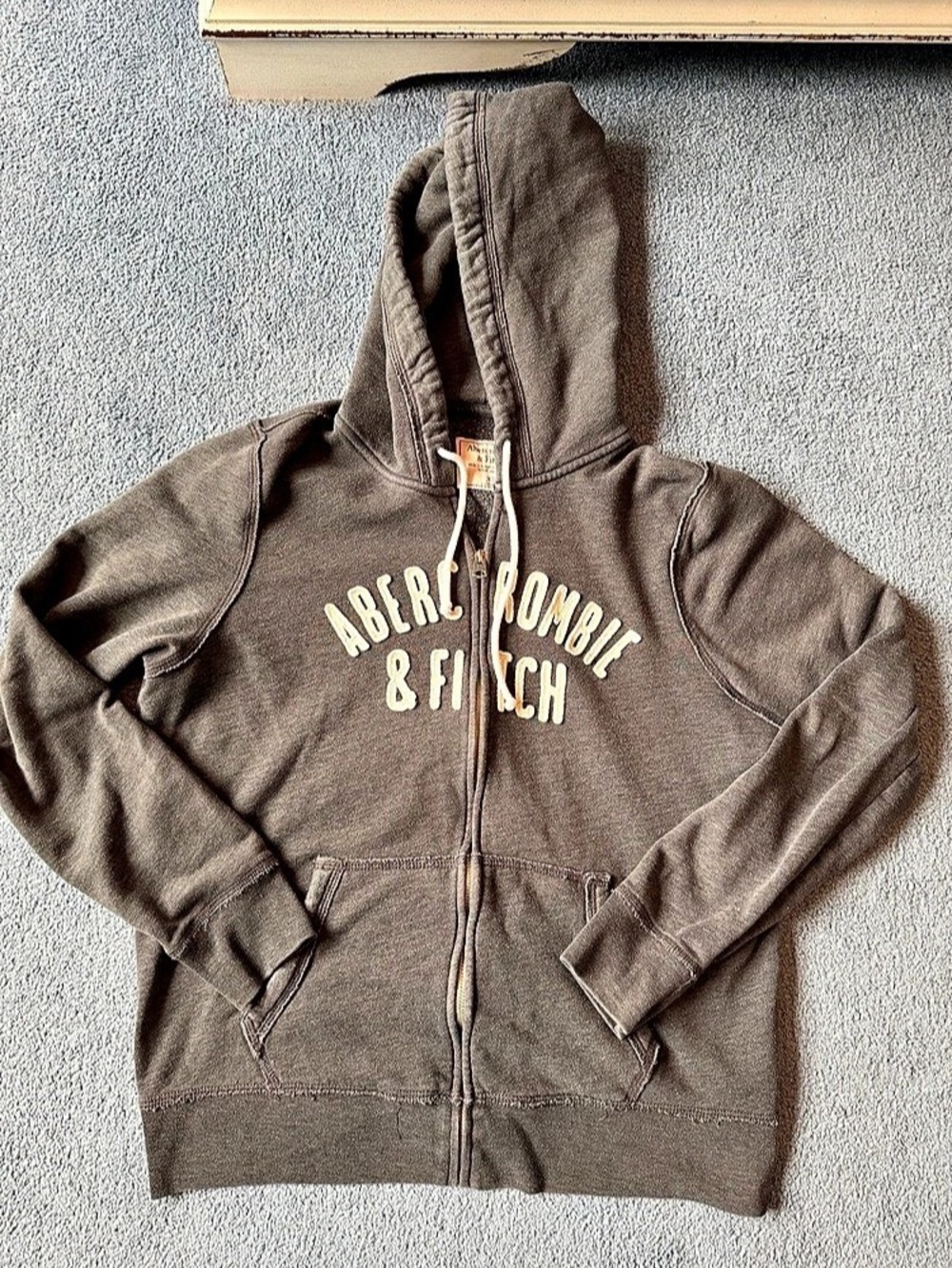 Abercrombie & Fitch Vintage Y2K Applique Full Zip Hoodie Grey XL